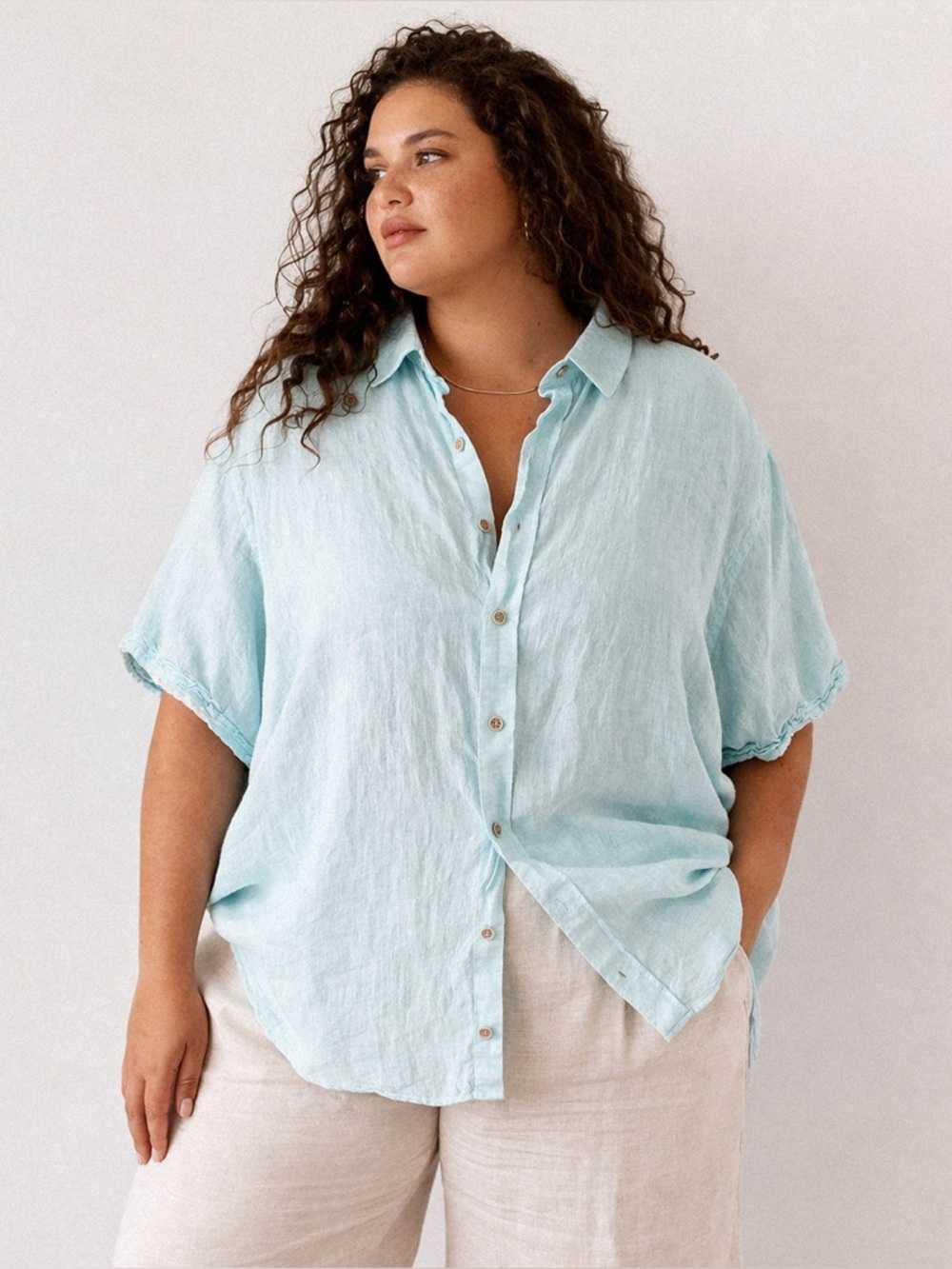 Rochester 100% Linen Shirt 3XL Oversized Button Up Plus Size Coastal